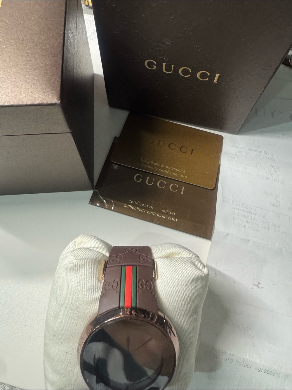 #145 Gucci Brown Watch with Green and Red Stripe - Picture 4 of 7